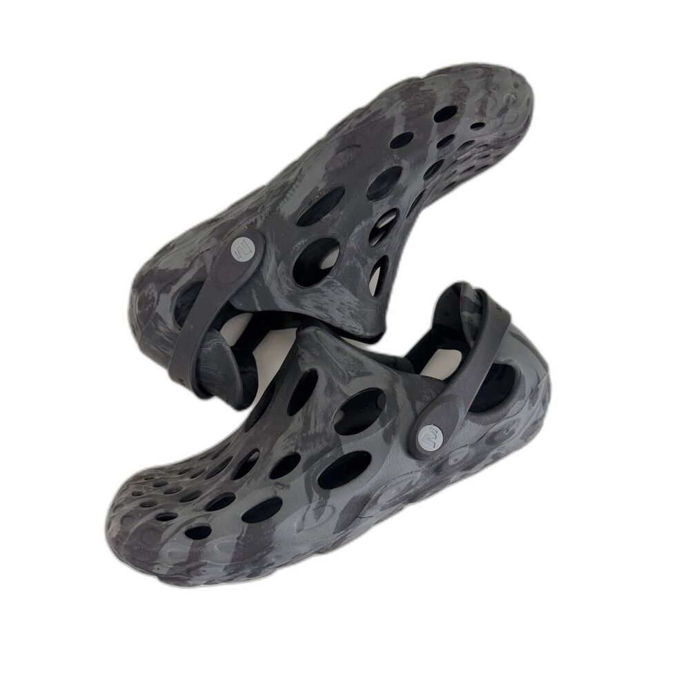 Merrell Hydro Moc Water Shoes Mens 9 Womens 10.5 Black Gray Marble Clogs